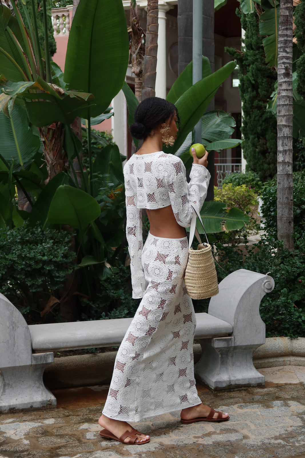 WHITE KNIT FLOWER CROP TOP - KAOÂ