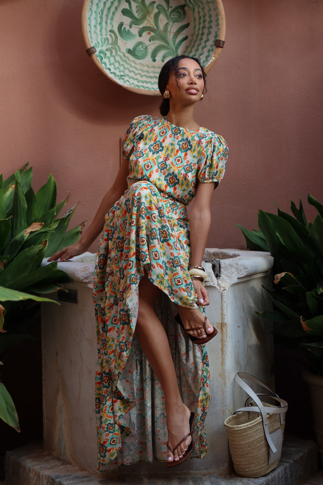 maxi dress multicolor MULTI COLOR ABSTRACT PRINT V / MULTI / S this dress envelops you in luxury Boho Maxi Dress for Women