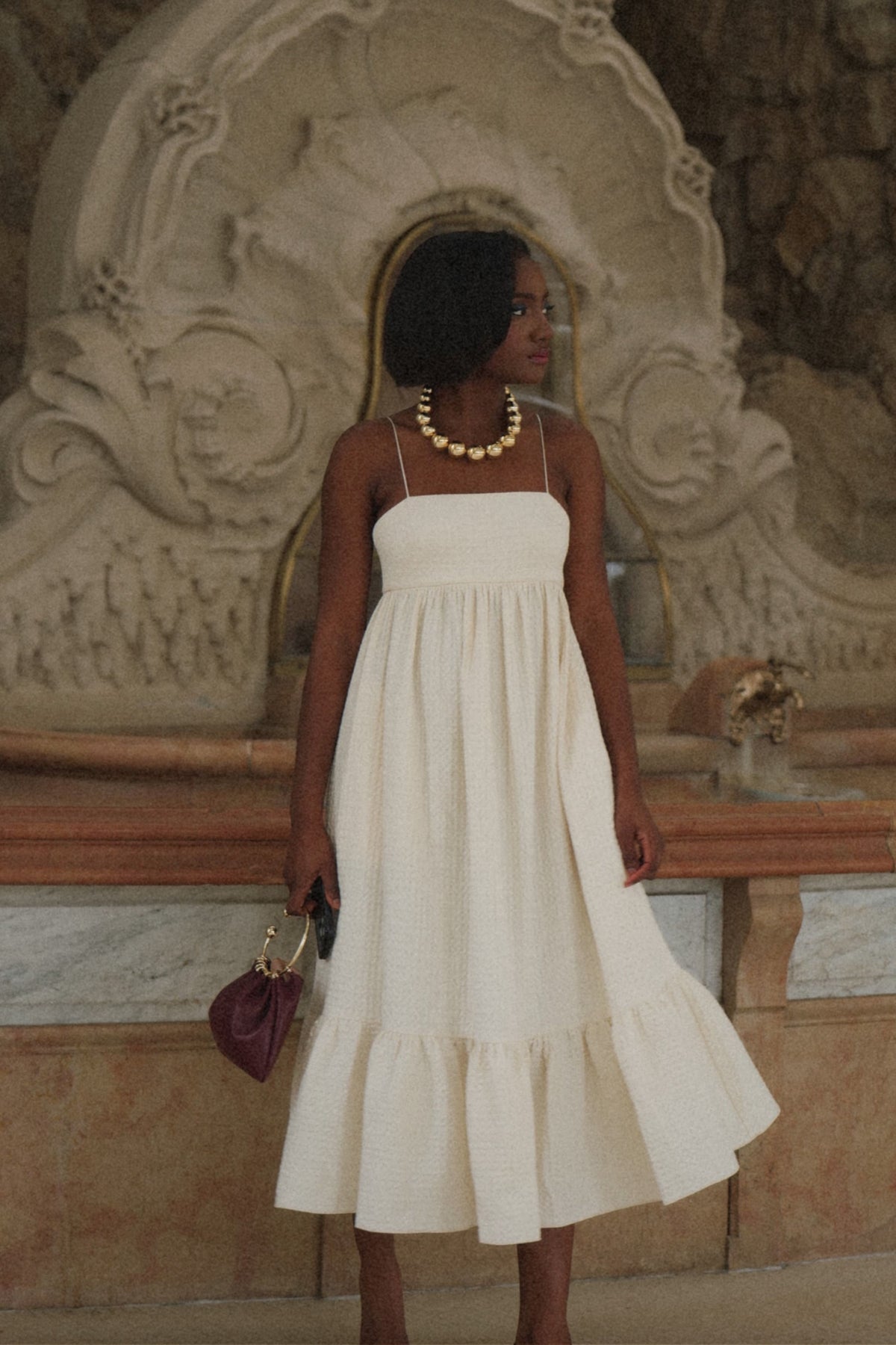 PEARL RUFFLE DRESS