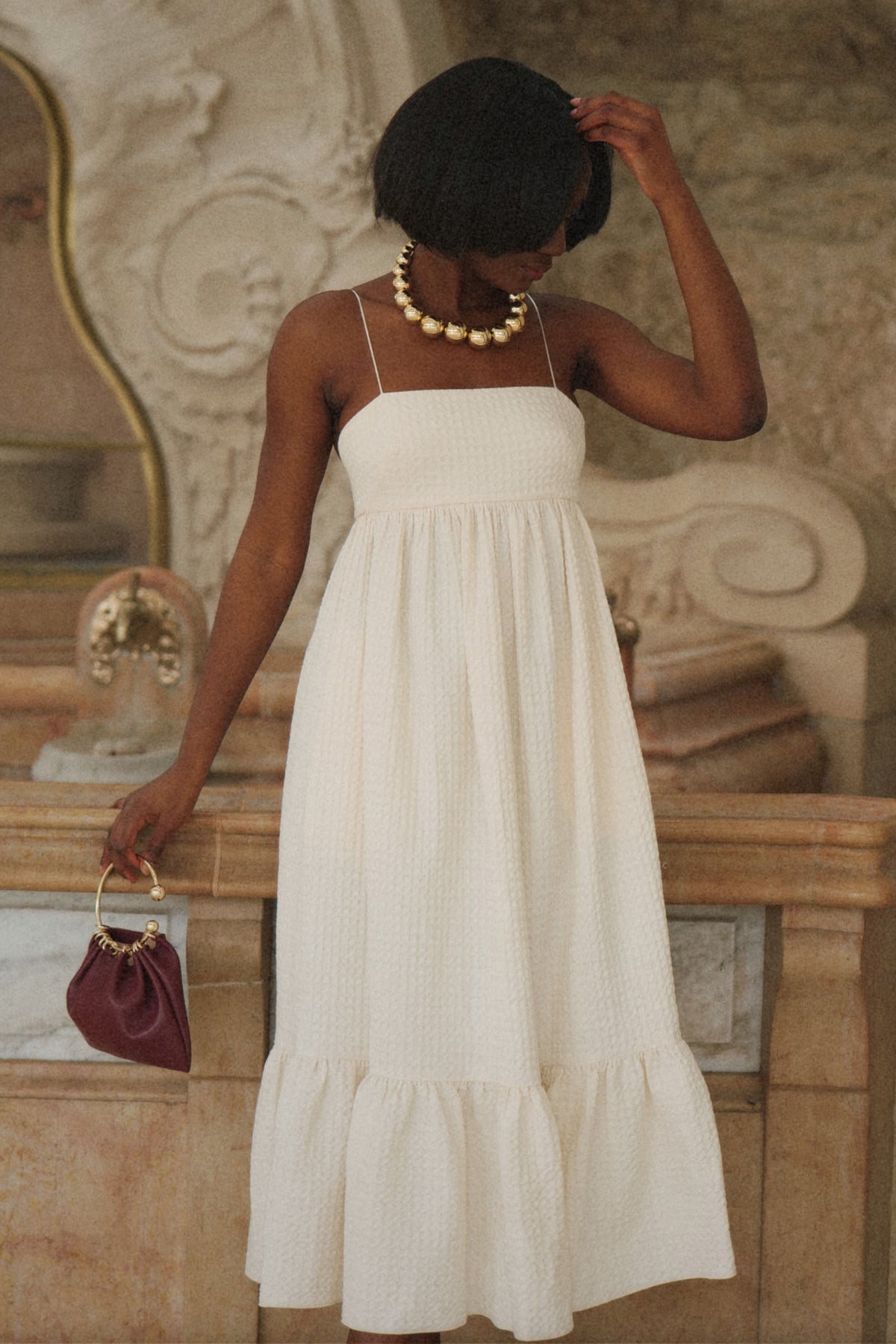 PEARL RUFFLE DRESS