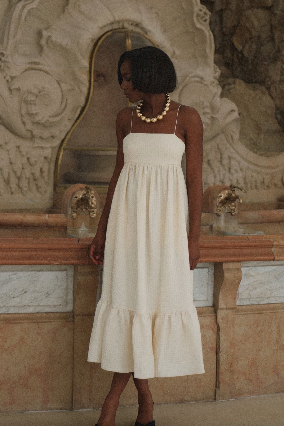 PEARL RUFFLE DRESS