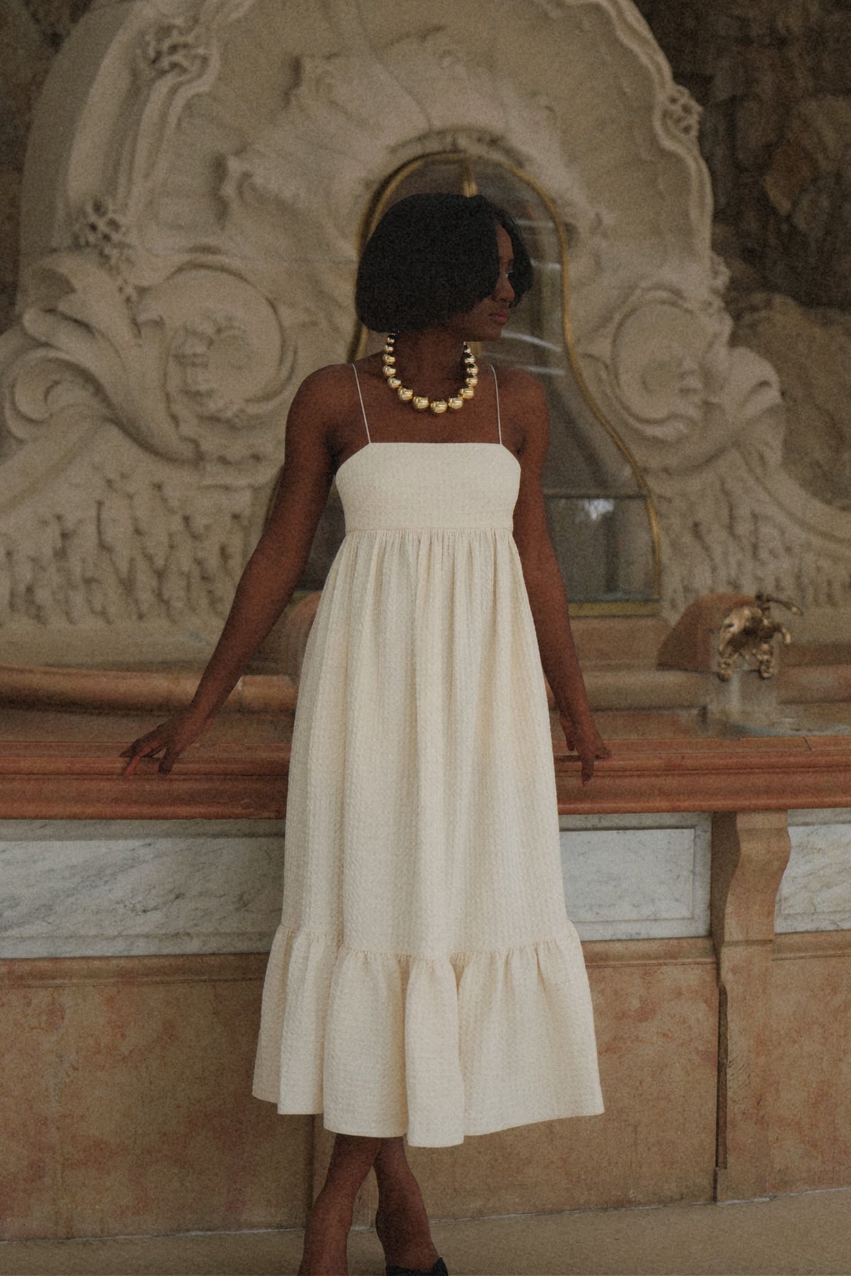 PEARL RUFFLE DRESS