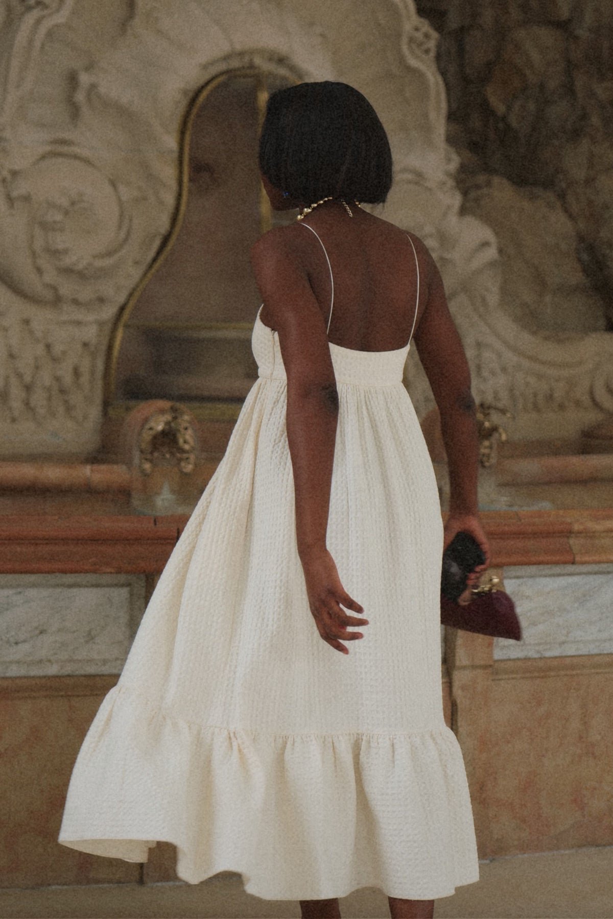 PEARL RUFFLE DRESS