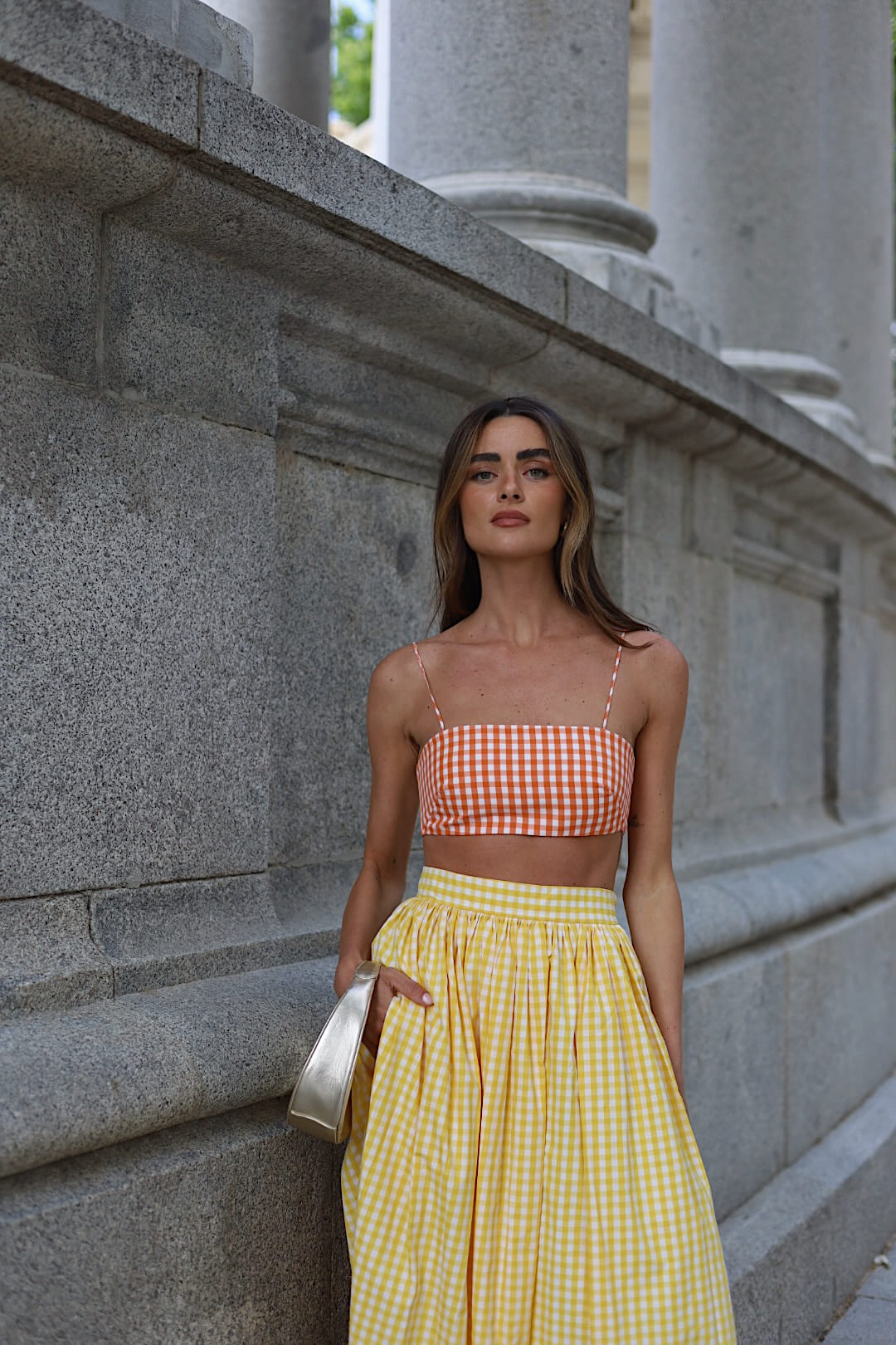 yellow checkered top