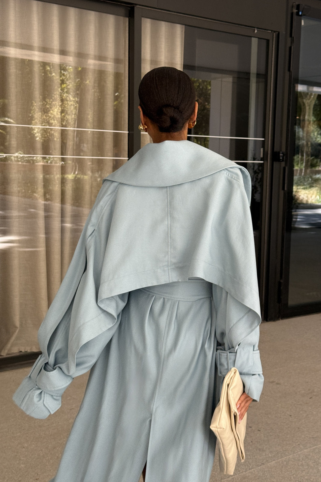 TRENCH LUNGO AZZURRO