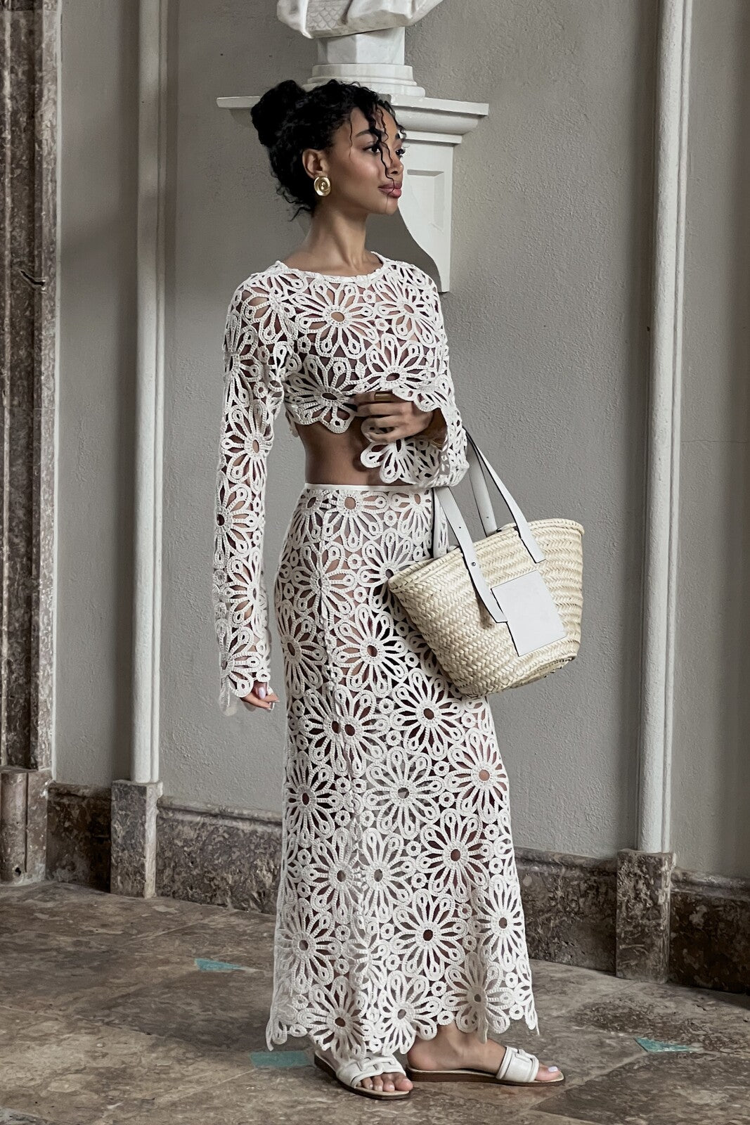SAIA TRICOT FLORAL BEGE