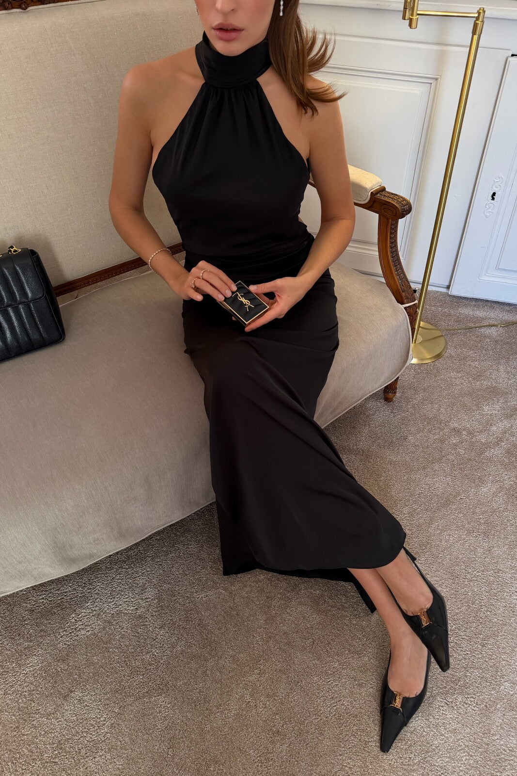aurora dress black Aurora Sky Off-Shoulder Tie Maxi Dress Black
