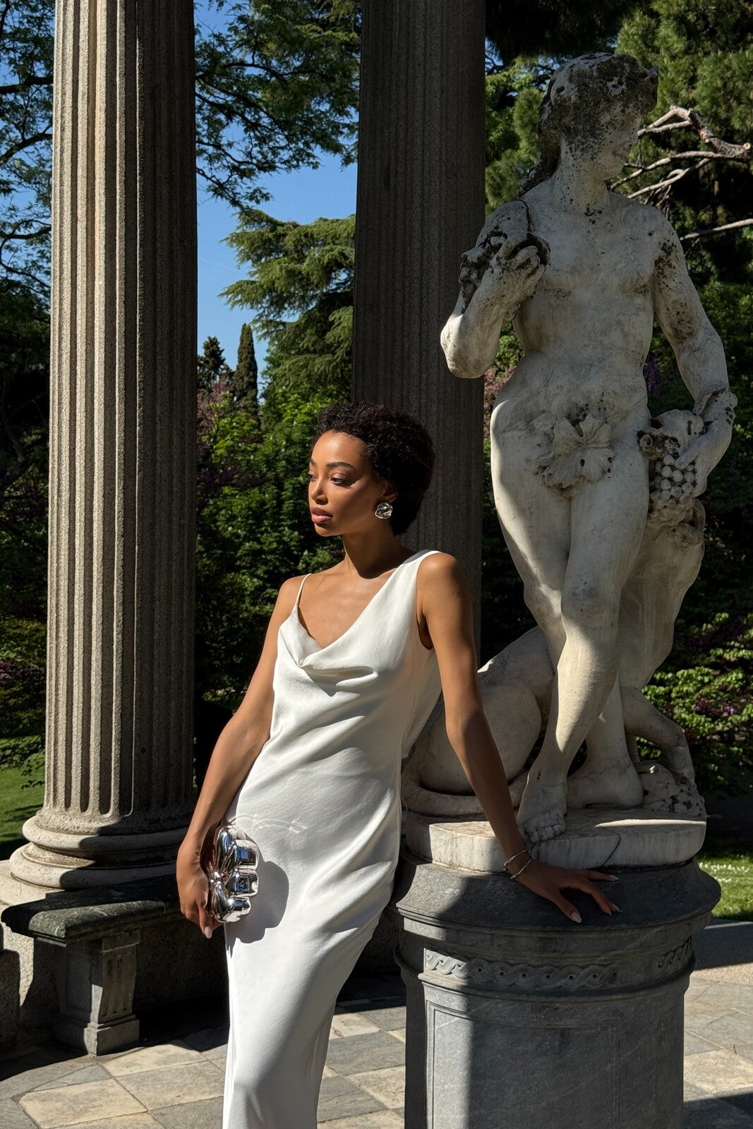 WHITE LONG FLUID DRESS