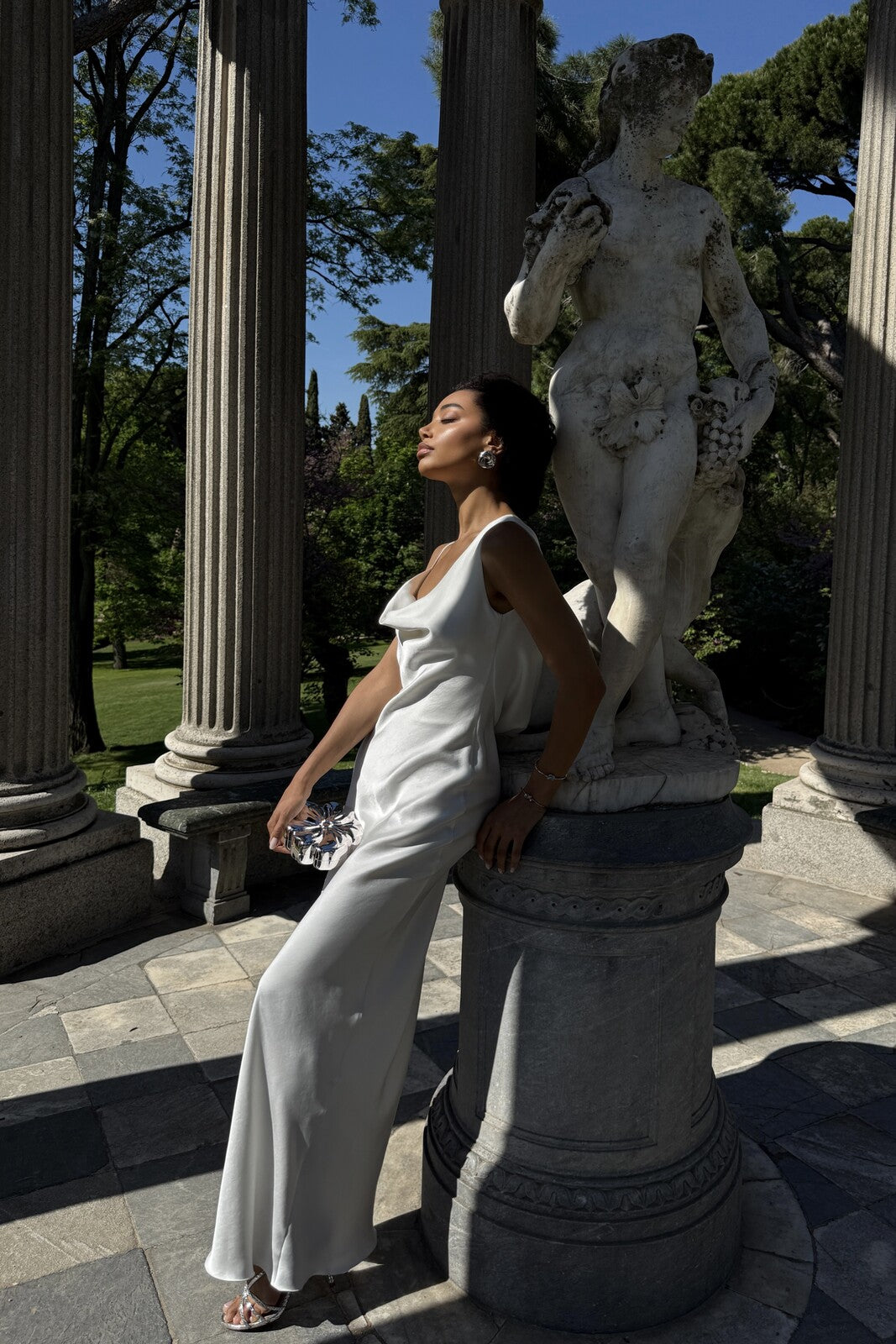 WHITE LONG FLUID DRESS