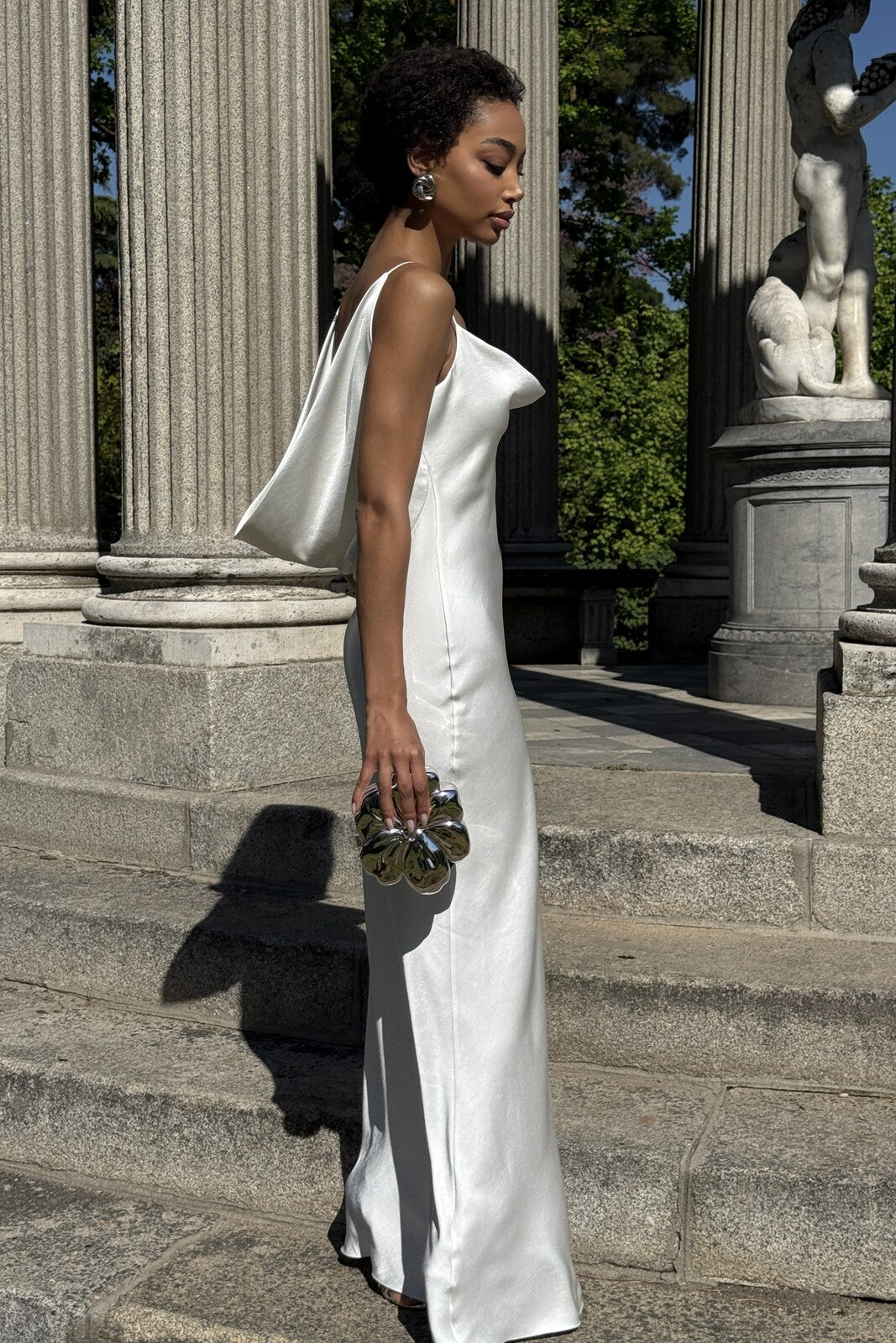 WHITE LONG FLUID DRESS
