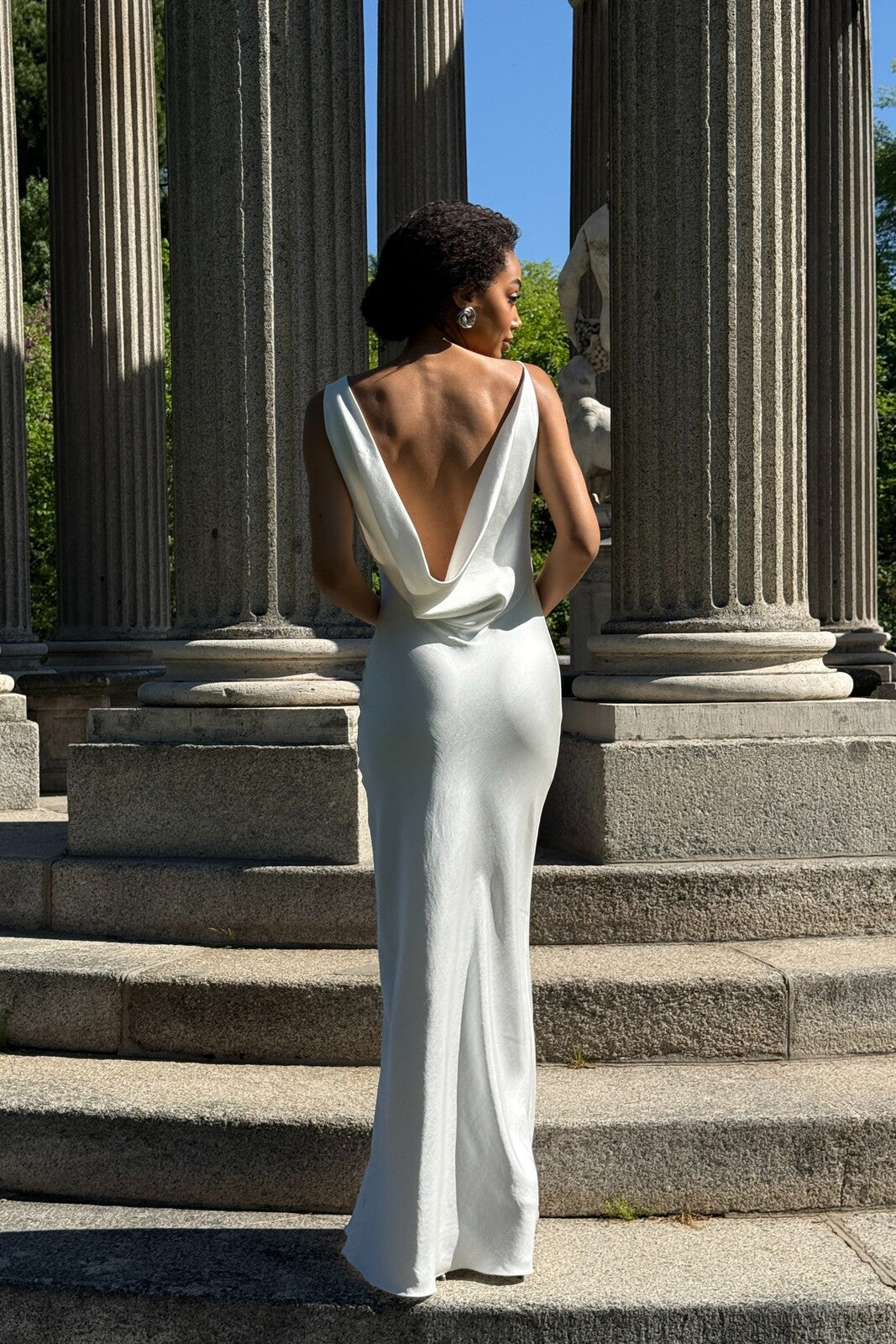 WHITE LONG FLUID DRESS