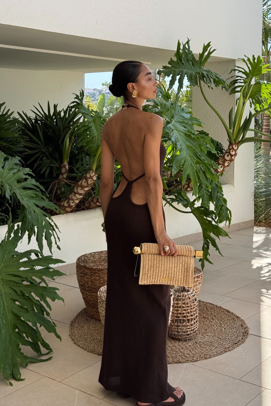 ROBE LONGUE MARRON CHOCOLAT BEURRE EN MAILLE