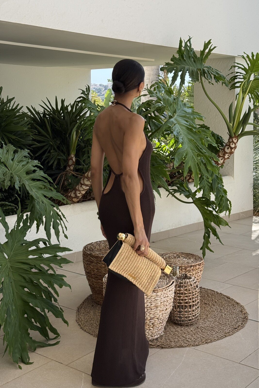 ROBE LONGUE MARRON CHOCOLAT BEURRE EN MAILLE