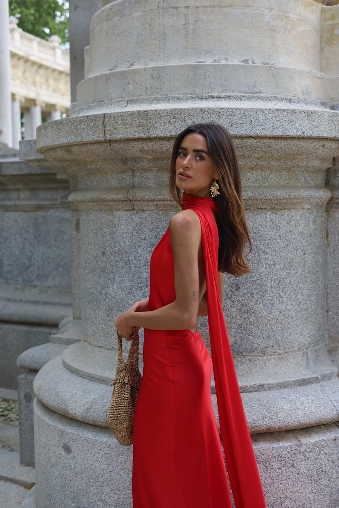 LONG RED DRESS WITH CAPE KAOÂ - Main Image