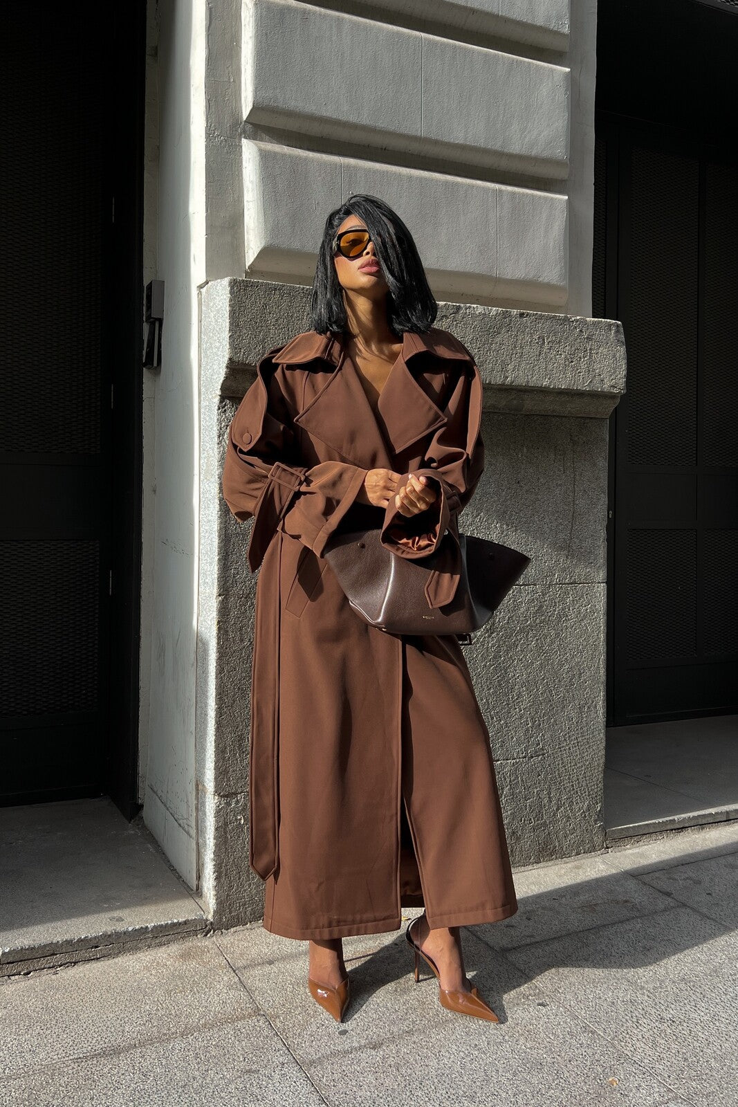 GABARDINE LONGA CASTANHA CHOCOLATE