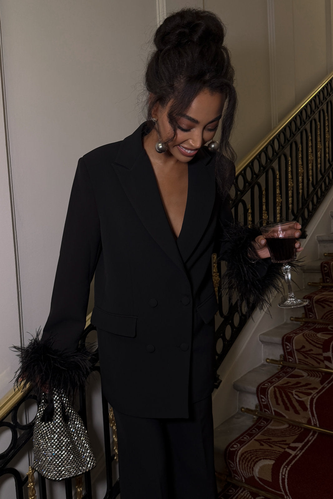 BLAZER NOIR AVEC PLUMES