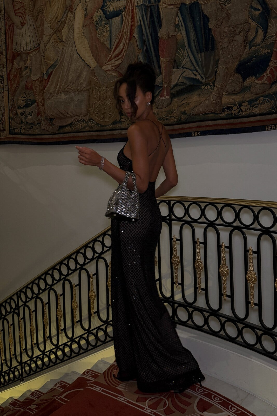 BLACK SEQUIN BODYCON DRESS WITH THIN STRAPS