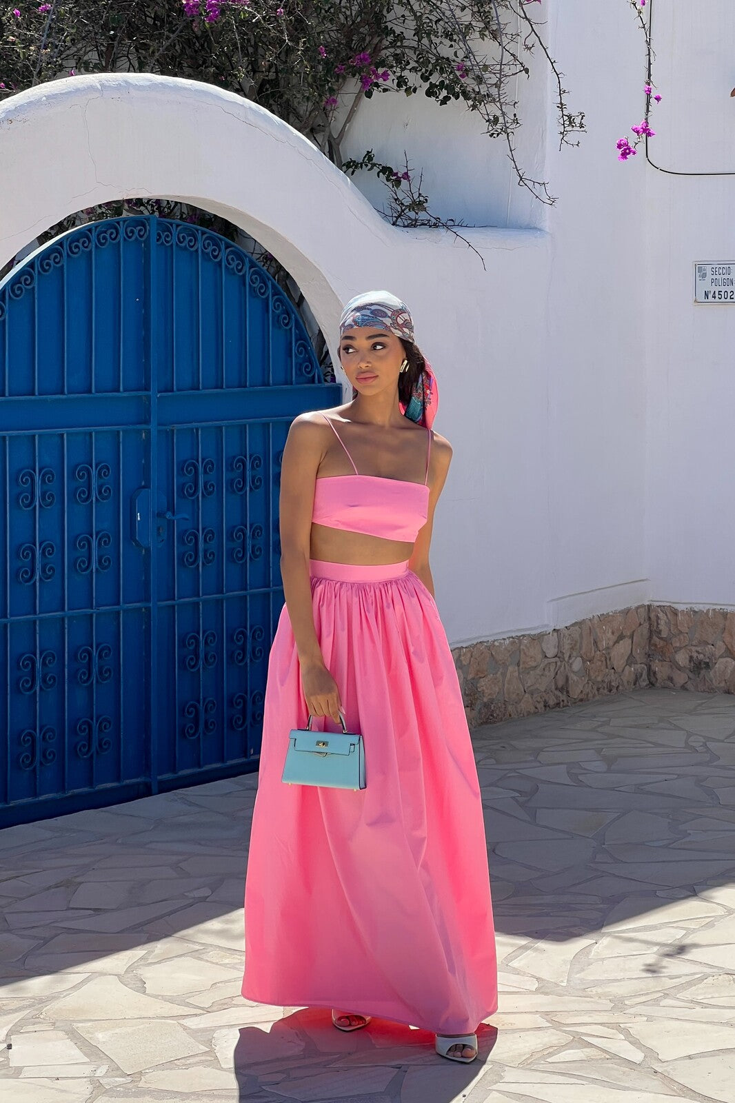 GONNA LUNGA IN CHAMBRAY ROSA