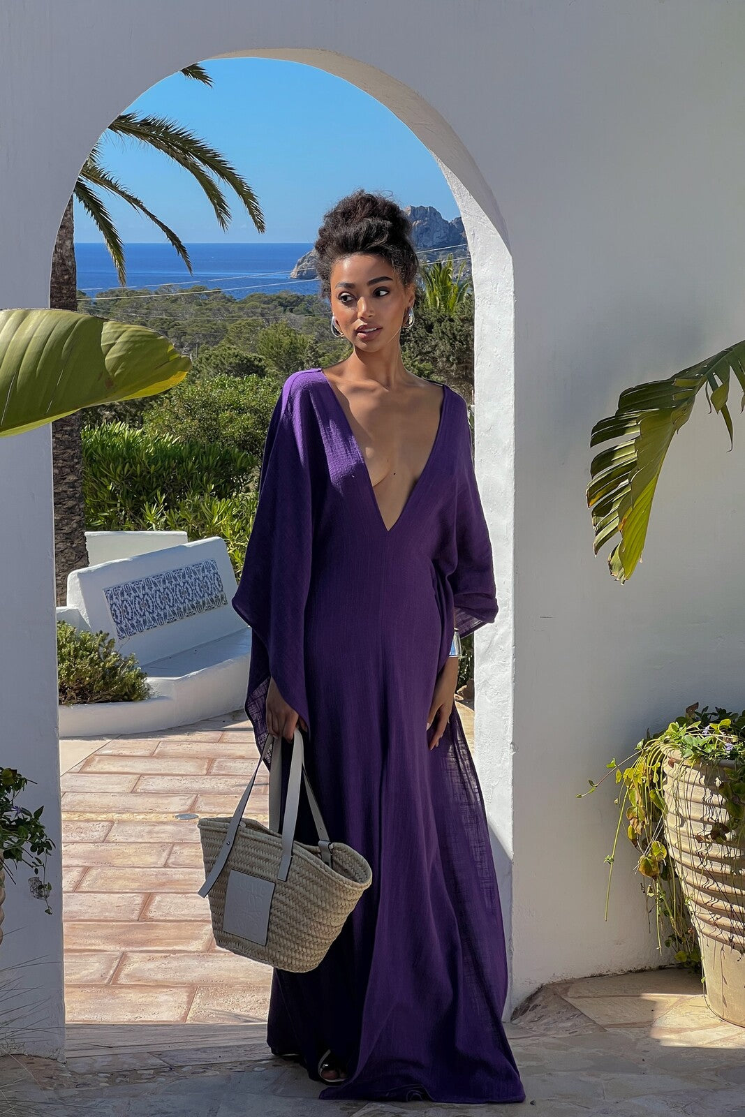 women's purple spring dress Purple Cotton Poplin Fit and Flare Short Button-Down Shirt Dress 56" / Tall (5'7" and above)