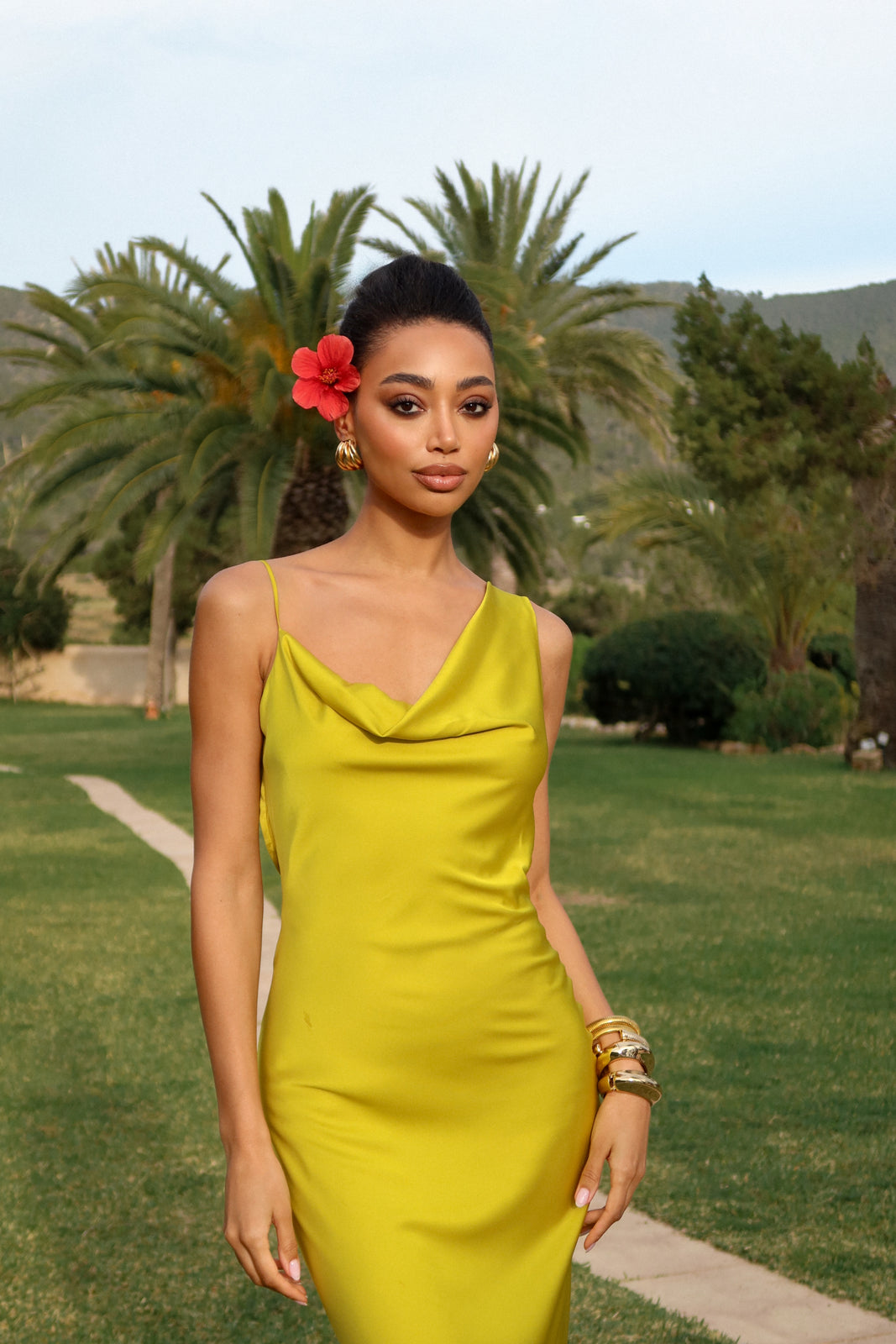 VESTIDO LARGO FLUIDO AMARILLO LIMA