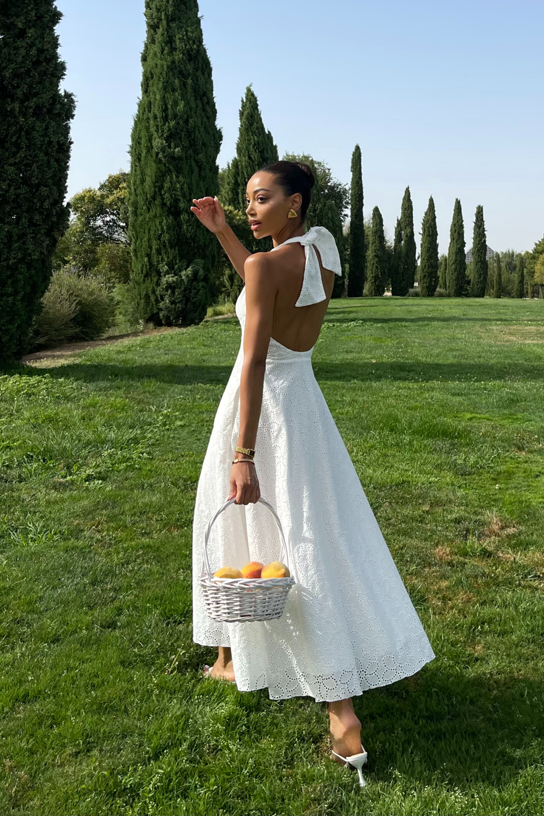 WHITE ENGLISH EMBROIDERED FLORAL DRESS