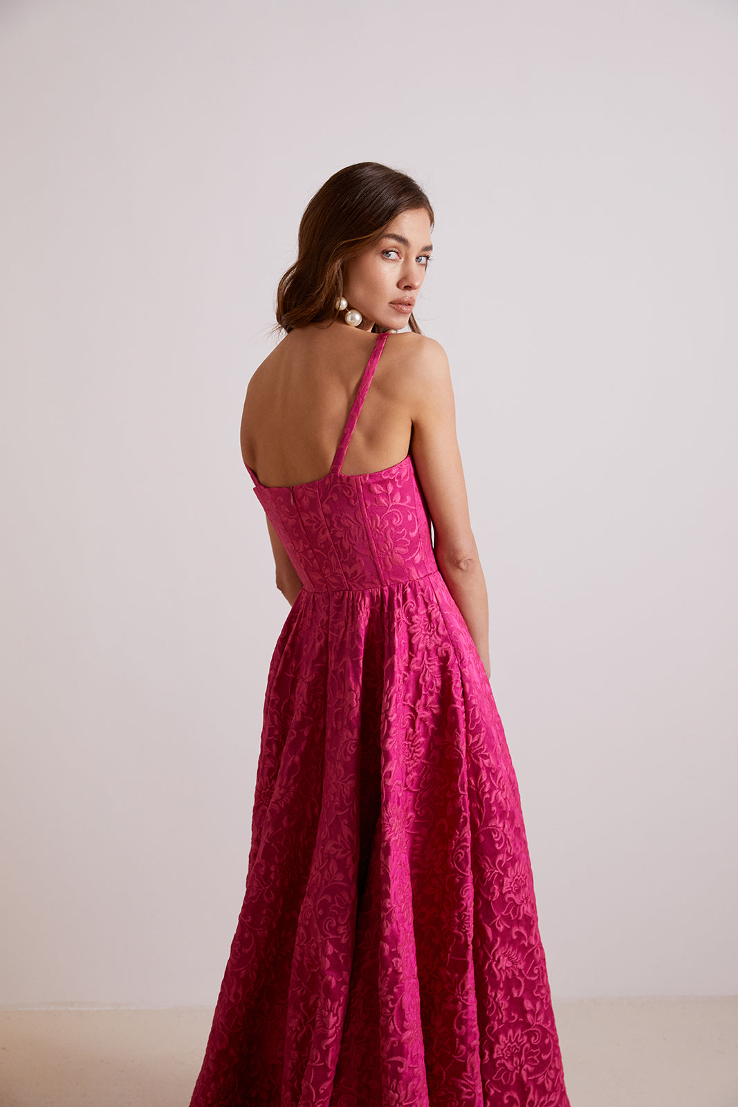 VESTIDO CON CORSÉ FUCSIA