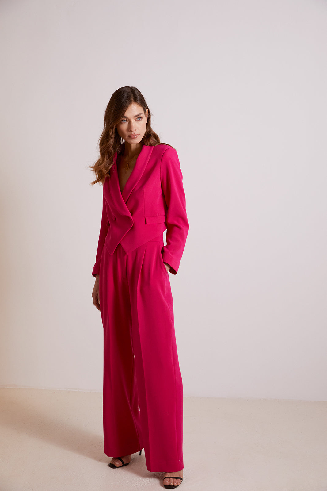 FUCHSIA PANTS WITH PLEATS