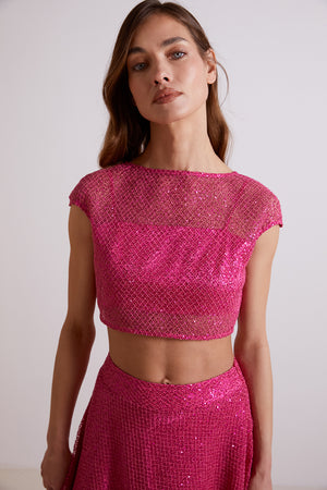 Top rosa lentejuelas deals