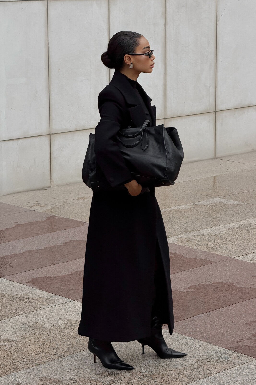 SOBRETUDO PRETO COMPRIDO ESTRUTURADO