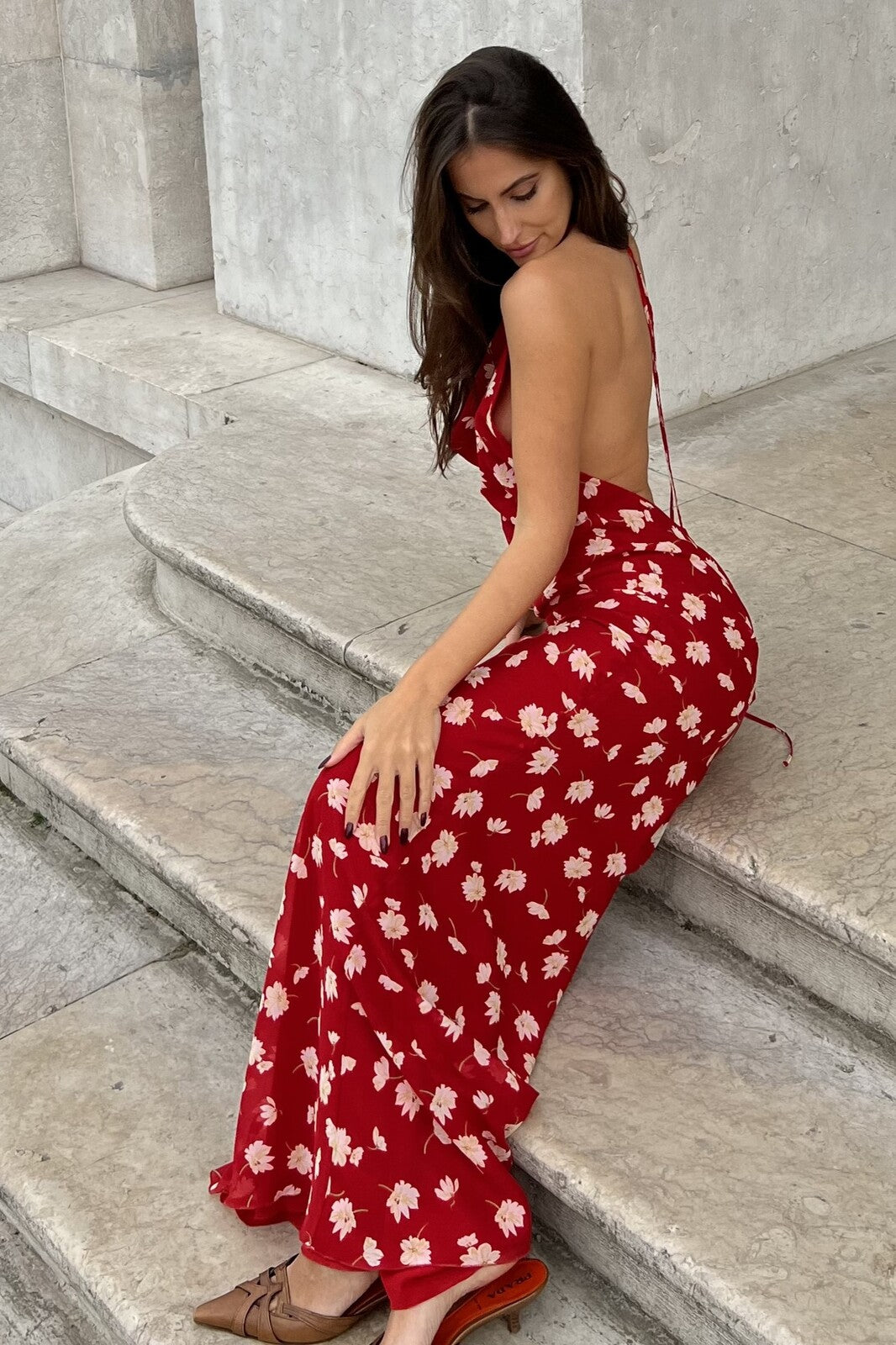 RED DRESS FLOWERS