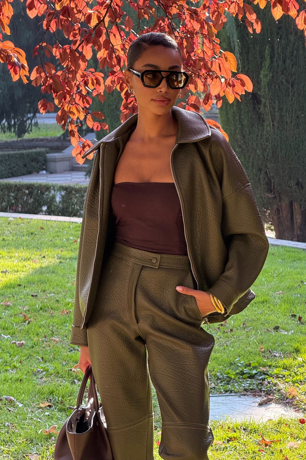 GREEN CARDED PANTS