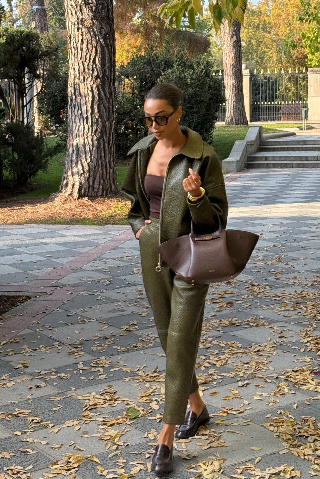 GREEN CARDED PANTS