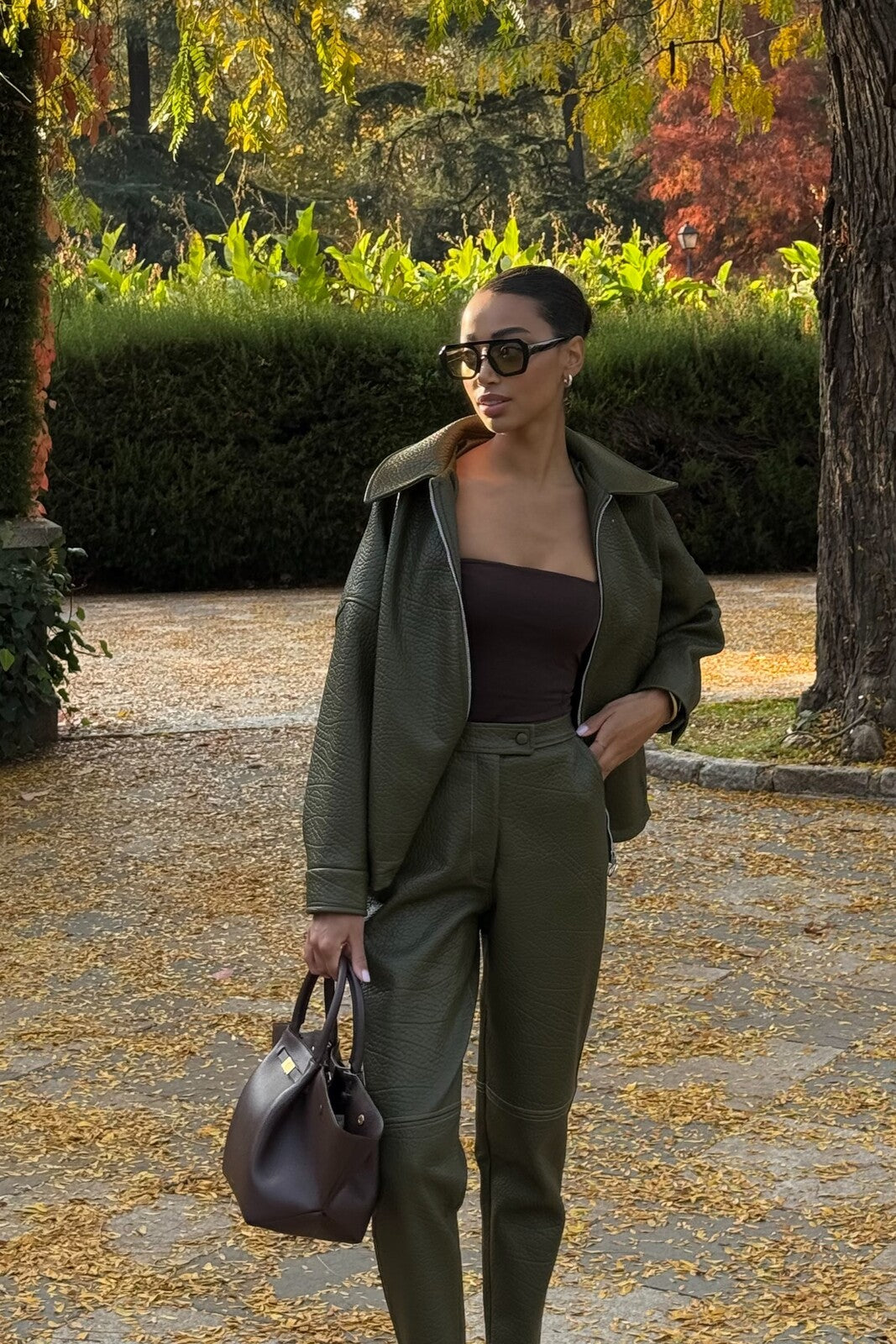 GREEN CARDED PANTS