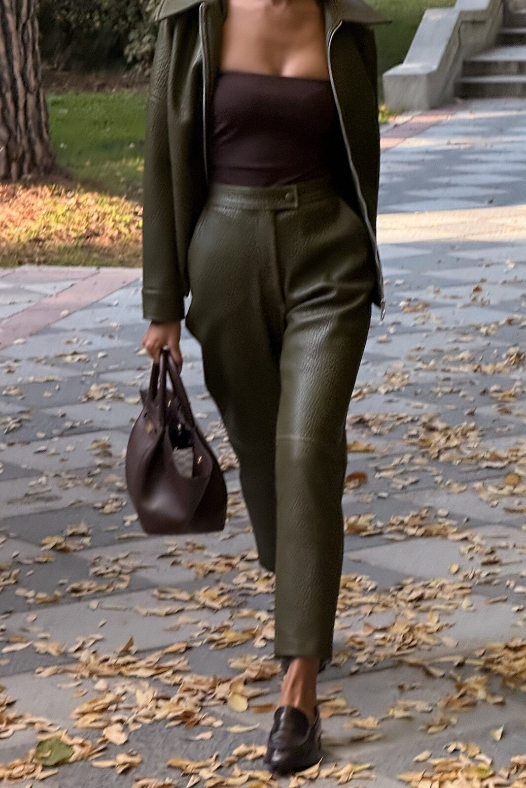 GREEN CARDED PANTS