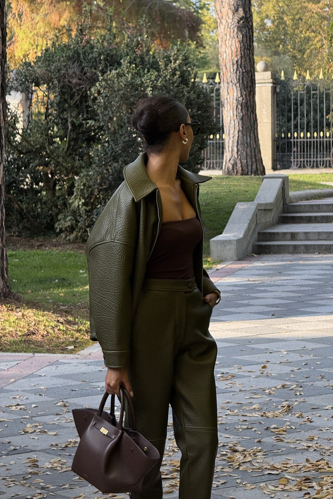 GREEN CARDED PANTS