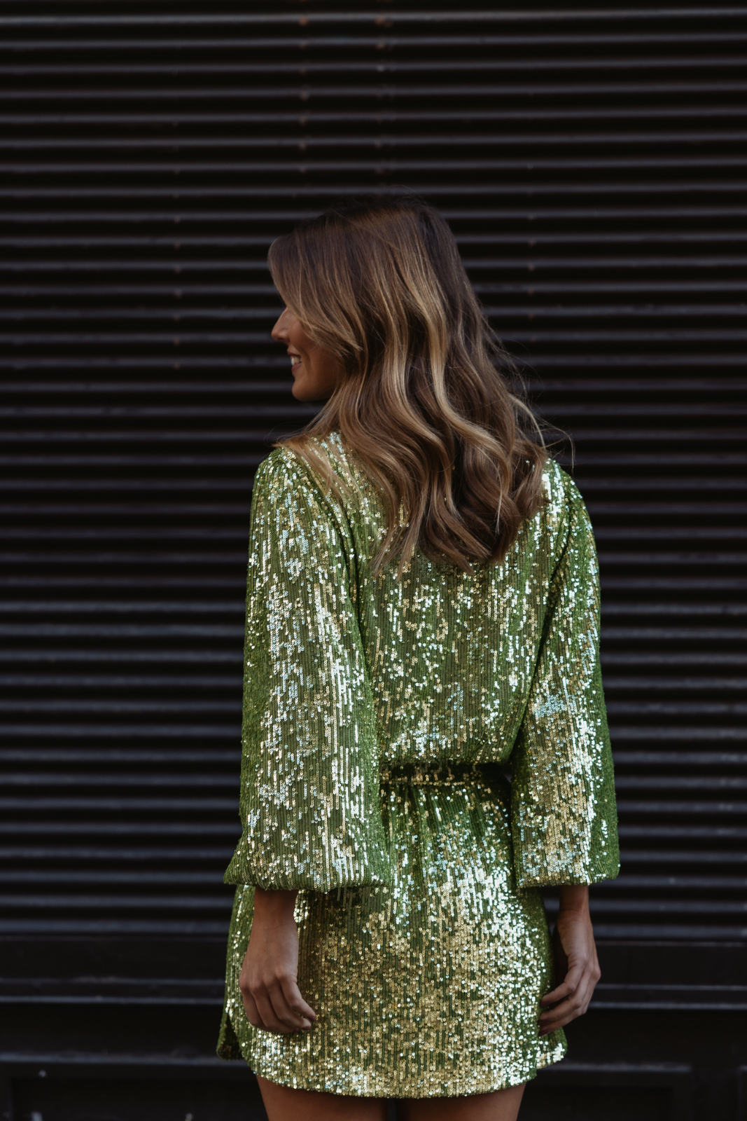 GREEN SEQUINED DRESS - KAOÂ | Strickkleider