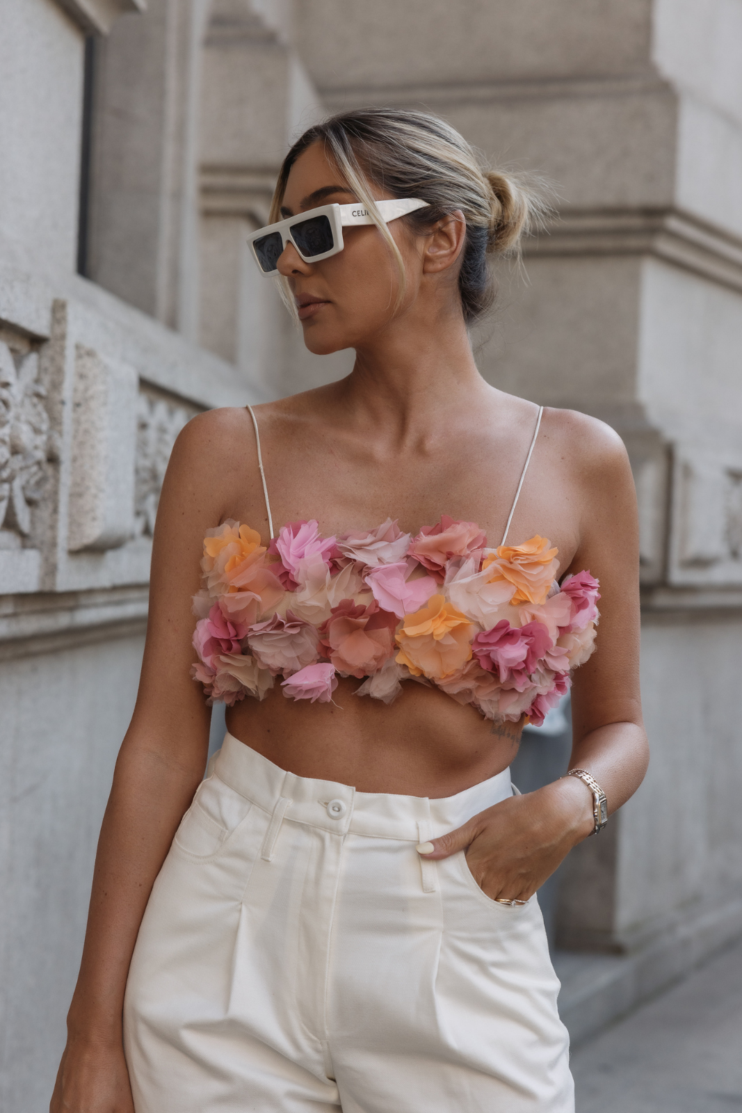 CROP TOP FLORES MULTICOLOR