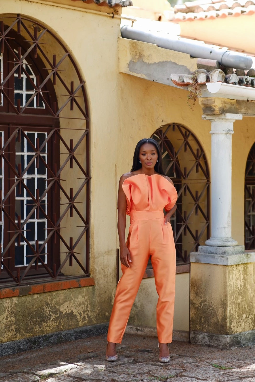ORANGE STRUCTURED JUMPSUIT