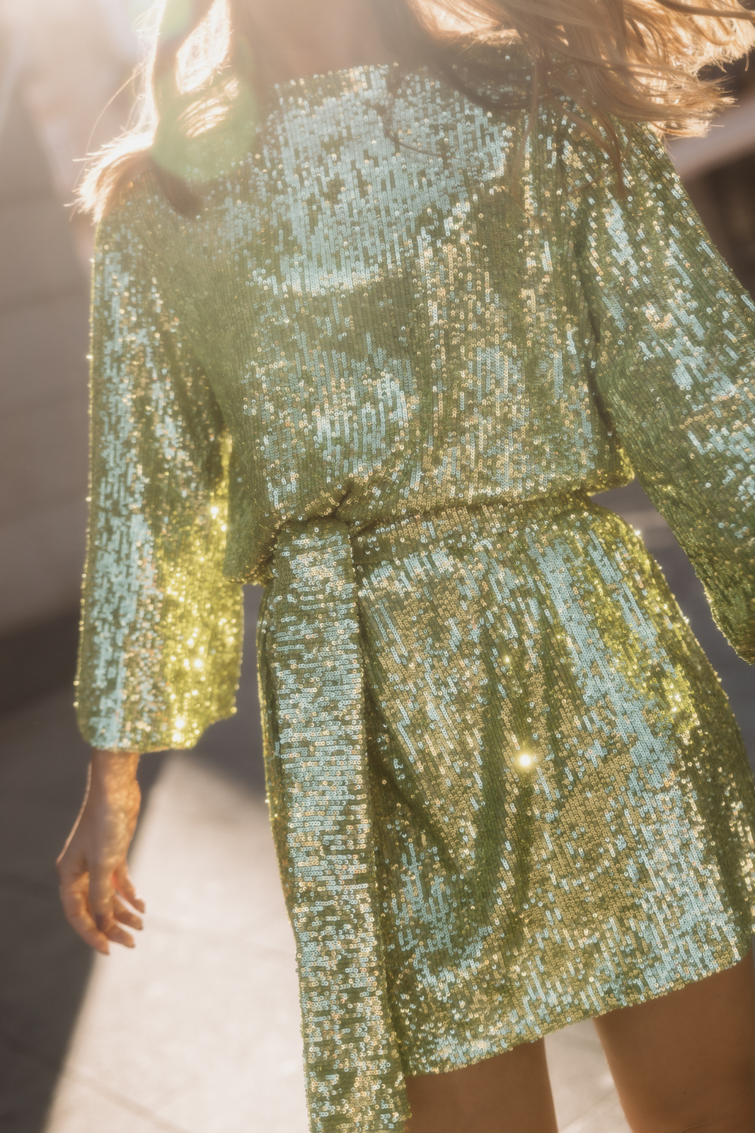 GREEN SEQUINED DRESS - KAOÂ | Strickkleider