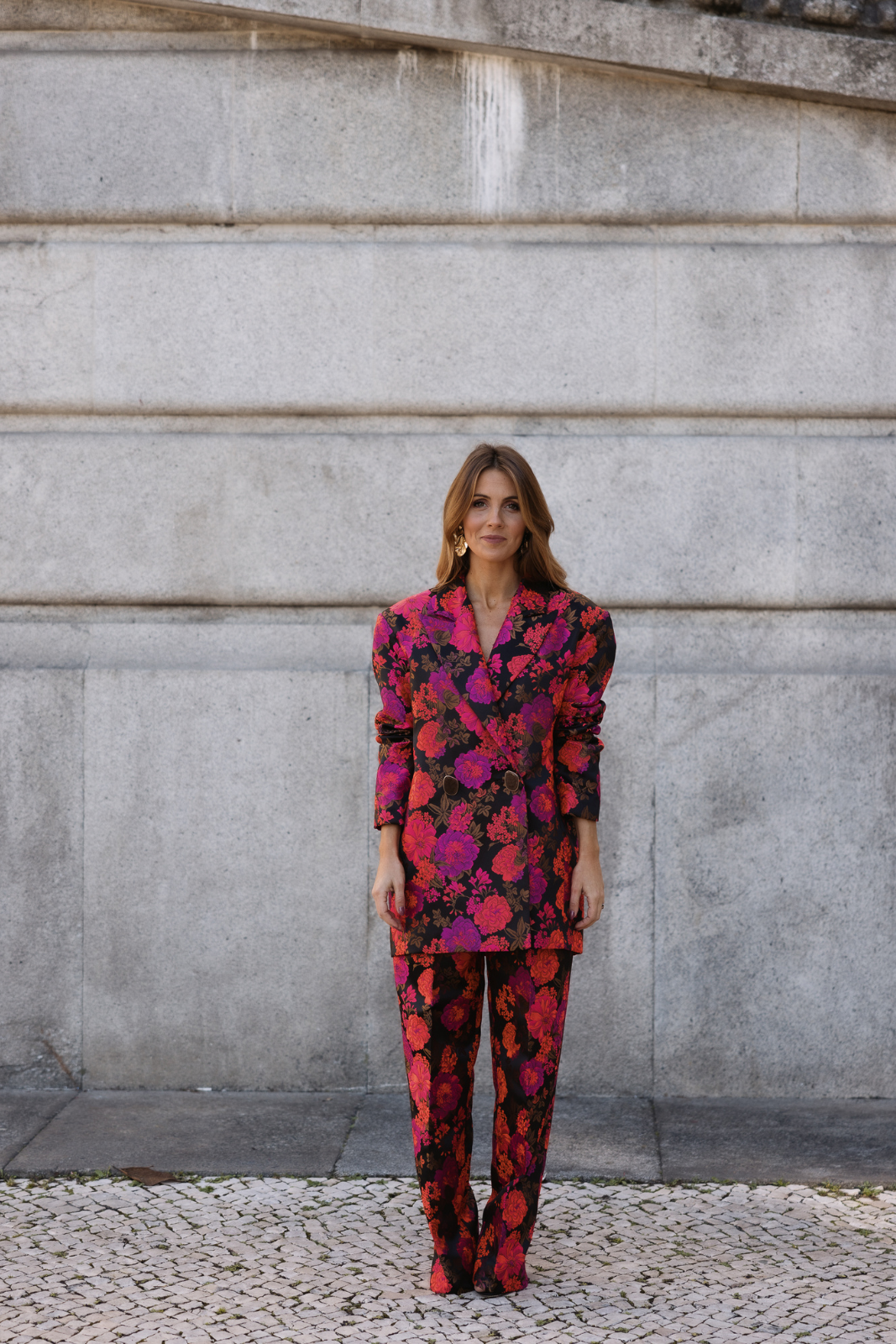 BLAZER JACQUARD OVERSIZED COM ESTAMPADO FLORAL