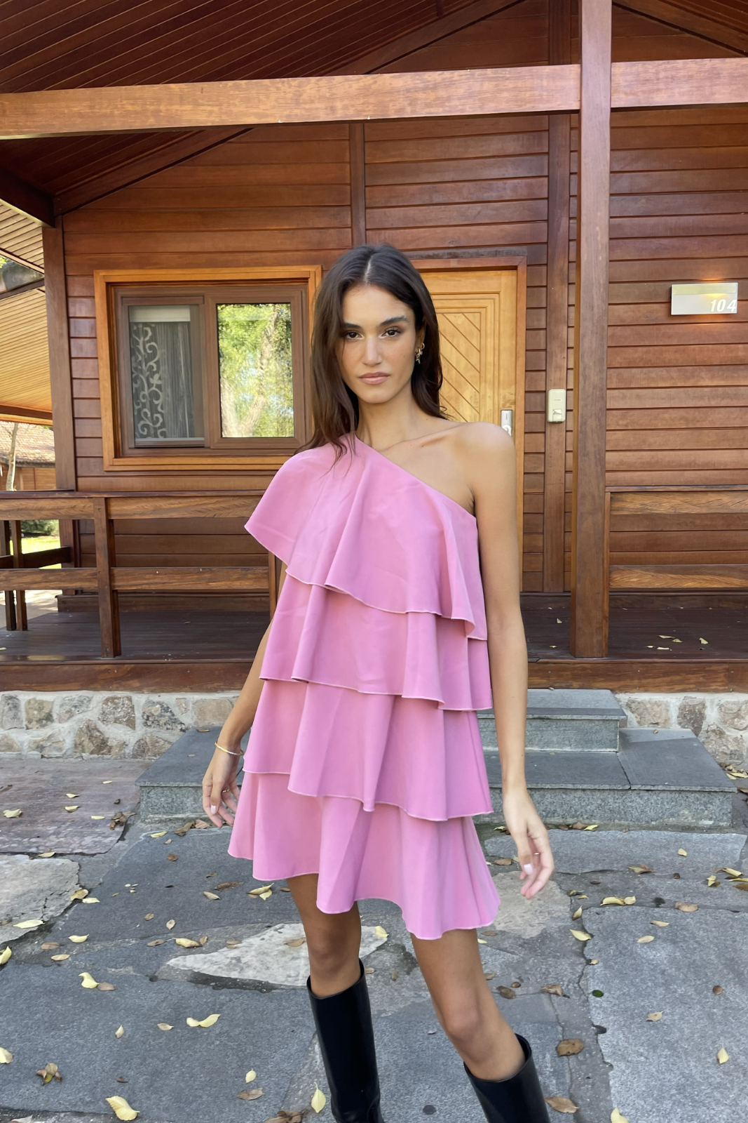 MINI PINK DRESS WITH RUFFLES