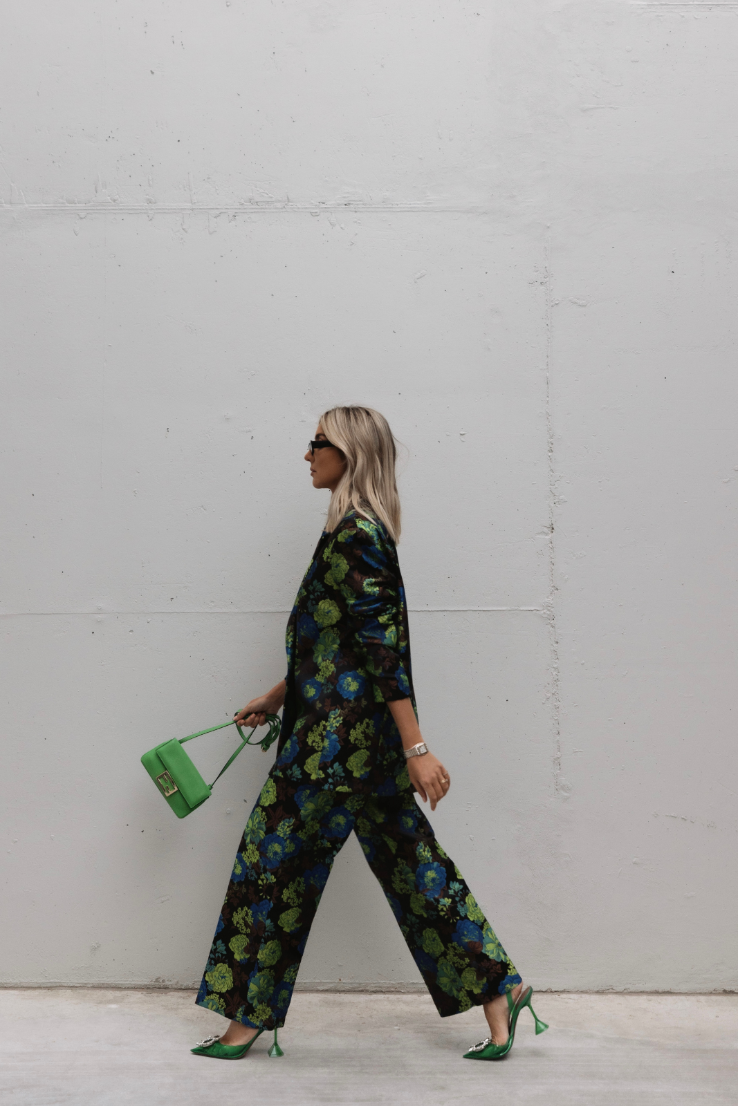 BLAZER VERDE JACQUARD OVERSIZED ESTAMPADO FLORAL