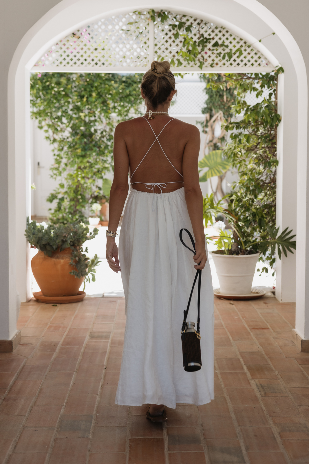 White Linen Backless Dress Esperanza White Halter Linen Maxi Dress White Linen Backless Dress Esperanza White Halter Linen Maxi Dress