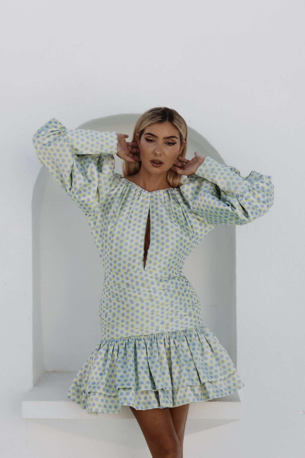 ROBE COURTE JACQUARD VERT