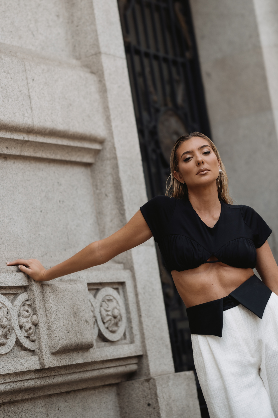 CROP TOP MESH NOIR