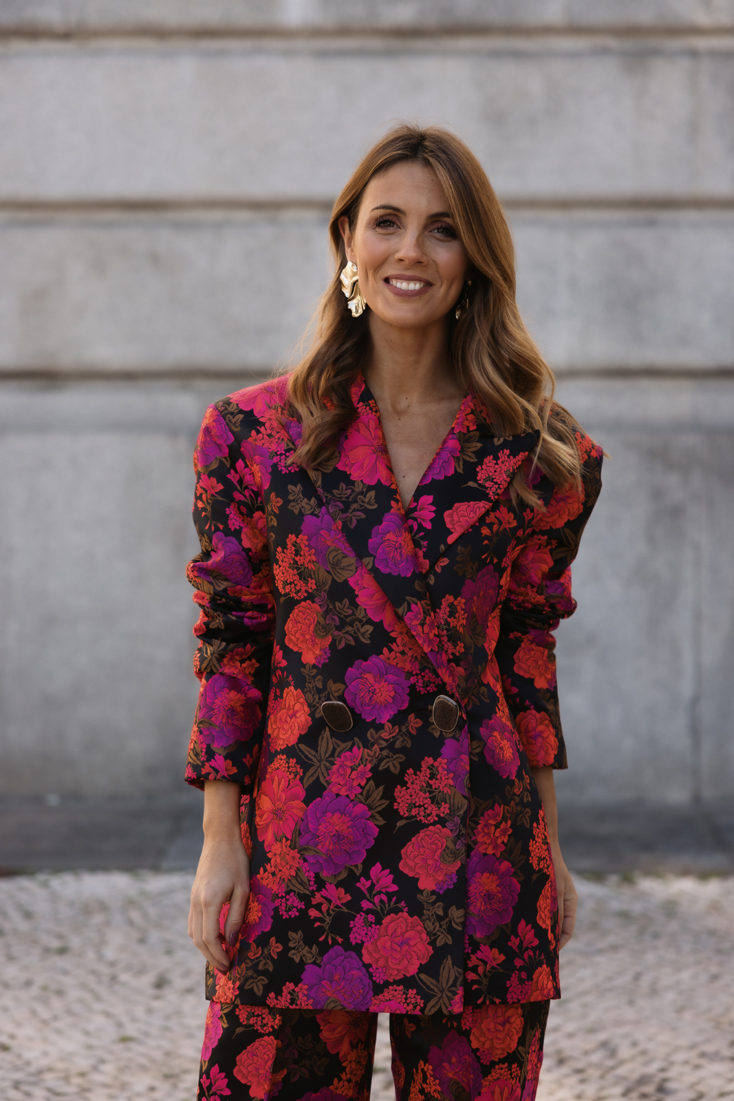 BLAZER JACQUARD OVERSIZED COM ESTAMPADO FLORAL
