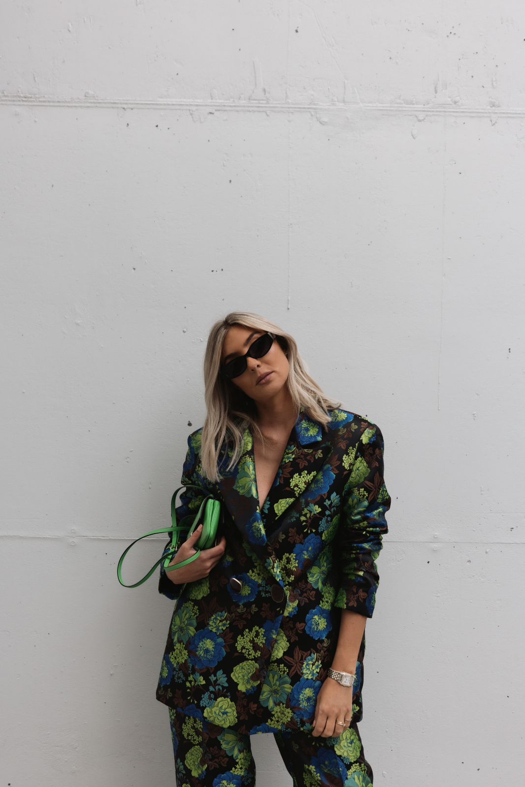 BLAZER VERDE JACQUARD OVERSIZED ESTAMPADO FLORAL