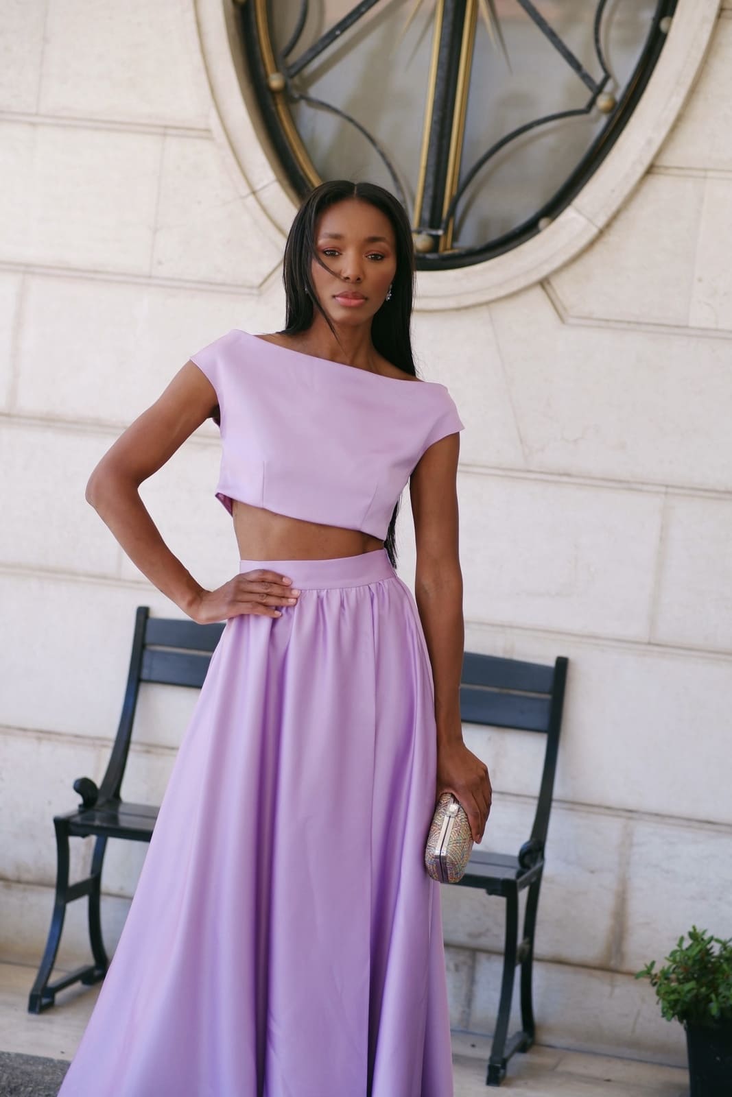 CROP TOP LAVANDE EN CRÊPE