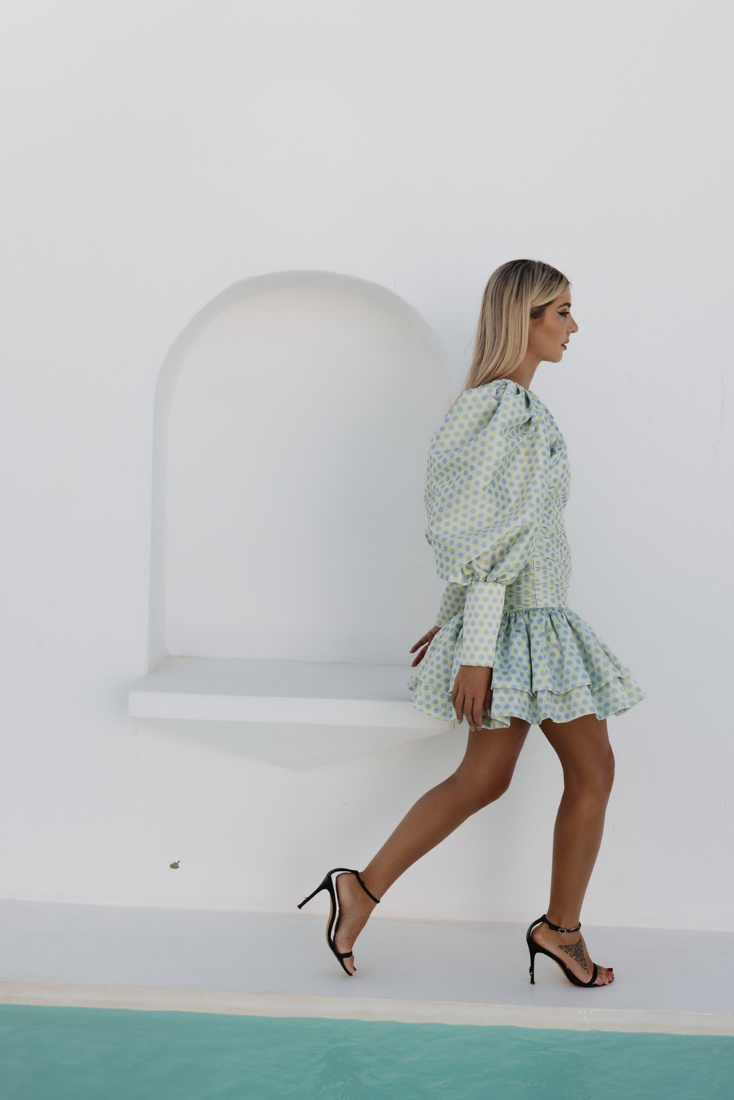 ROBE COURTE JACQUARD VERT