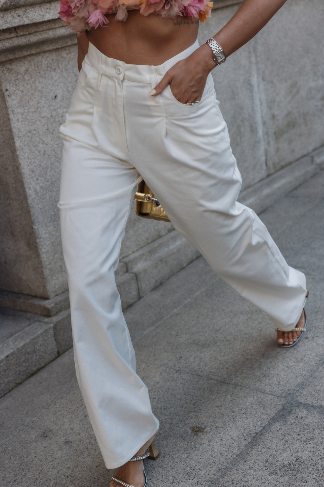 PANTALON BLANC TAILLE HAUTE